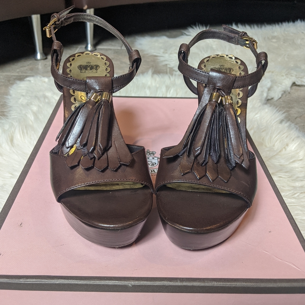 Juicy Couture Leather Wedge Sandals